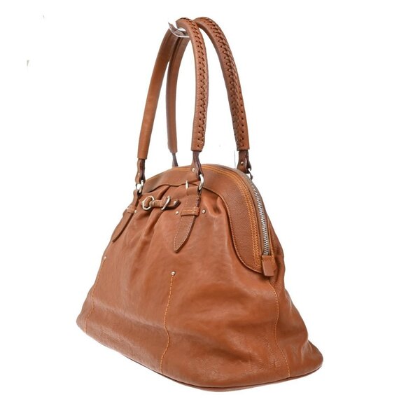 CHRISTIAN DIOR Logo Hand Bag Leather Brown Italy SHW - Picture 5 of 16